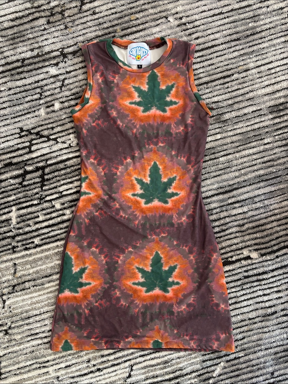 Omighty Bodycon Weed Leaf Tie-Dye Dress